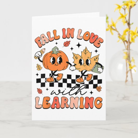 Halloween Herfst verliefd op het leren van Thanksg Kaart (Gele Bloem)