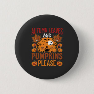 Halloween Herfstbladeren en Pompoenen Griezelige V Ronde Button 5,7 Cm