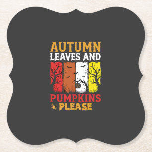 Halloween Herfstbladeren en Pompoenen Vintage Ontw Kartonnen Onderzetters