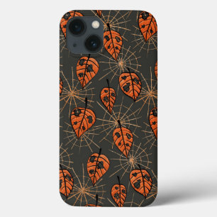 Halloween herfstbladeren en spinnenwebben iPhone 13 hoesje