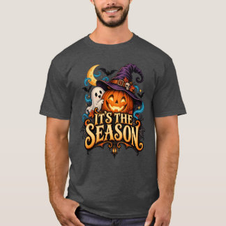 Halloween Het Is Het Seizoen Pompoen en Geest T-Sh T-shirt