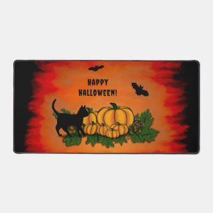 Halloween heureux, Chat noir, Chat et Citrouille