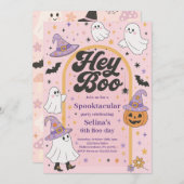 Halloween Hey Boo Schattige Ghost Verjaardagsfeest Kaart (Voorkant / Achterkant)
