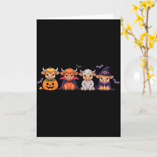 Halloween Highland Cow  Kaart (Gele Bloem)