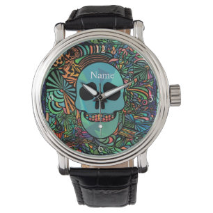 Halloween Hippie Skull Thunder_Cove Horloge