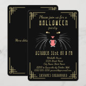 Halloween Hissing Cat Black Elegant Invitation Kaart (Voorkant / Achterkant)