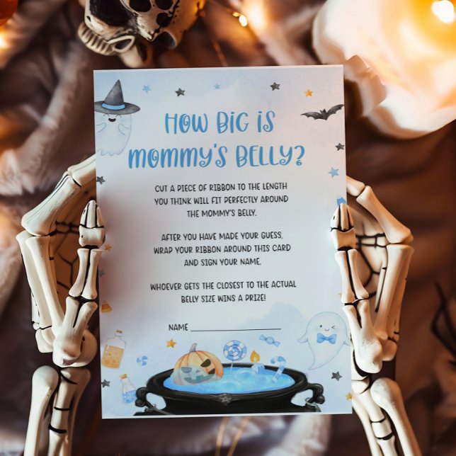 Halloween Hoe groot is Mommys Belly Game (Blue Oh Sheet Baby Shower How Big is Mommy's Belly Game)