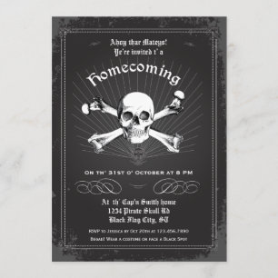 Halloween Homecoming Pirate Party Invitation Kaart