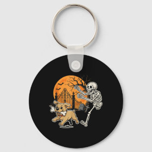 Halloween Hond Fun Skelet Jacht Begraafplaats Sleutelhanger