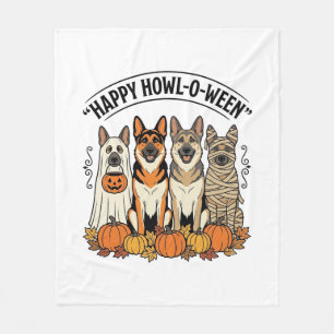 Halloween Hond Gelukkig Howl-O-Ween Vintage Duitse Fleece Deken