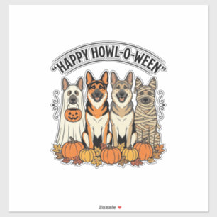 Halloween Hond Gelukkig Howl-O-Ween Vintage Duitse Sticker