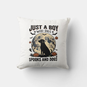 Halloween Hond Liefhebber Vintage Gravure Jongens Kussen