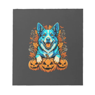 Halloween hond met Jack O Lantern pompoenen_1 Notitieblok