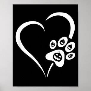 Halloween Hond Poot Hart - Pompoen Halloween Hond Poster