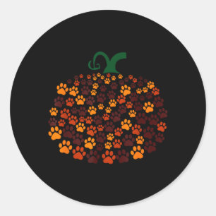 Halloween Hond Poot Pompoen Vrouwen Ronde Sticker
