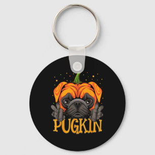 Halloween Hond Pugkin Grappige Hond Pompoen Thanks Sleutelhanger