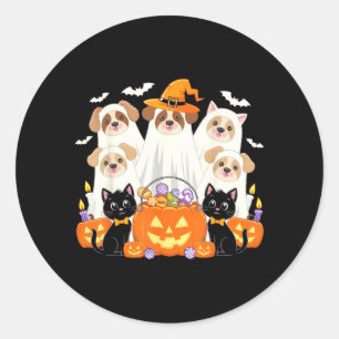 Halloween hond verkleed als spook Halloween hond g Ronde Sticker