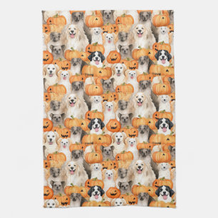 Halloween Honden - Mooie Hondenrassen met Pompoen Theedoek