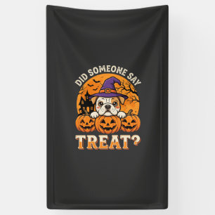 Halloween Hondenbrokjes Bulldog Pompoen Design Spandoek