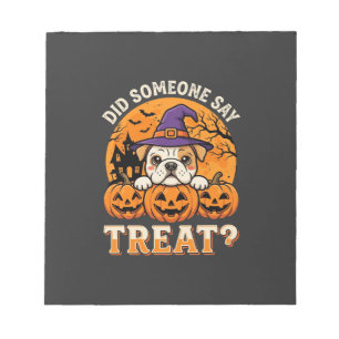 Halloween Hondenbrokjes Bulldog Pompoen Ontwerp Notitieblok