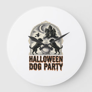 Halloween Hondenfeest Vintage Heksenketel Ontwerp_ Grote Klok