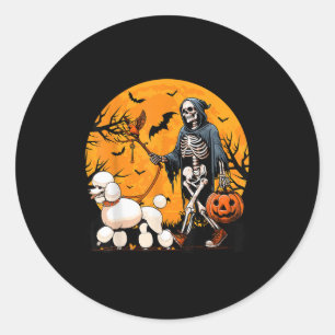 Halloween Hondskelet Leidt Hond Halloween Poodle Ronde Sticker