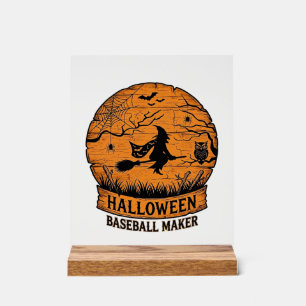 Halloween Honkbalk Maker Vliegende Heks Houten Maa Acryl Bord
