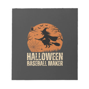 Halloween-honkbalmaker Vintage Heksengrafiek Notitieblok