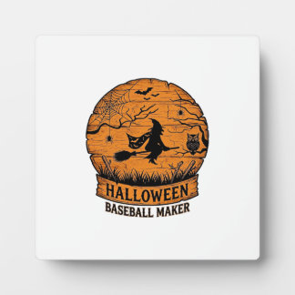 Halloween-honkbalmaker Vliegende Heks Houten Maan Fotoplaat