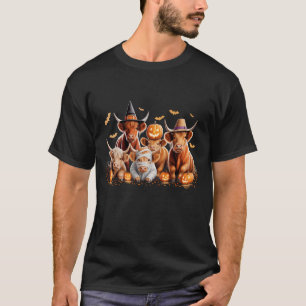 Halloween Hoogland Koe Heksenhoed Getelde Kruisste T-shirt
