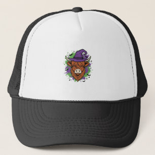 Halloween Hoogland Koe Heksenhoed Vintage Vector_1 Trucker Pet