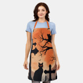 Halloween Horror Eerie Graveyard Black Cats Schort (Gedragen)