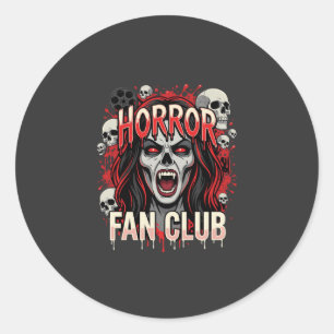 Halloween Horror Fan Club Vampier Schedel Ronde Sticker
