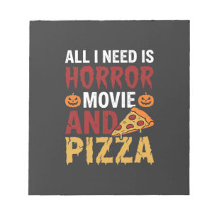 Halloween Horror Film en Pizza Typografie Notitieblok