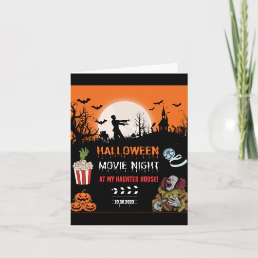 Halloween Horror Movie Night Party Invitation (Devant)