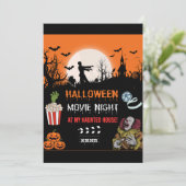 Halloween Horror Movie Night Party Invitation Kaart (Staand voorkant)