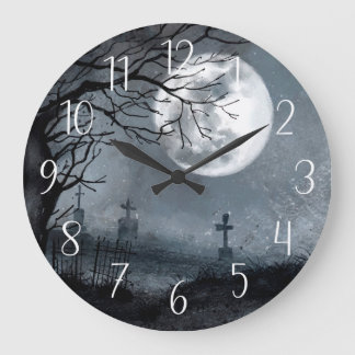 Halloween Horror Night, Moon, Graveyard Scene Grote Klok