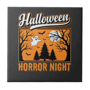 Halloween Horror Night Retro Geestenbos Tegeltje