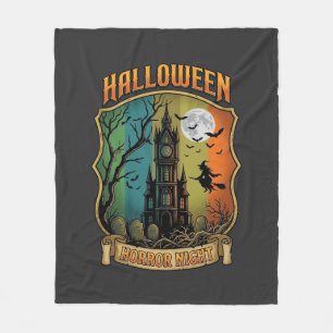 Halloween Horror Night Spokenhuis Heks Volle Maan Fleece Deken