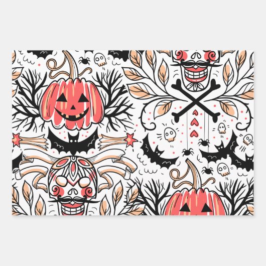 Halloween Horror Pattern Inpakpapier Vel (Voorkant)