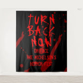 Halloween Horror Sla terug nu Bloedspatten Wandkleed (Voorkant)