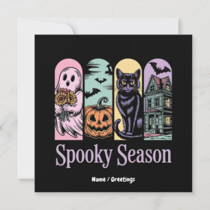 Halloween Horror Spooky Seizoen Schattige Creepy Kaart