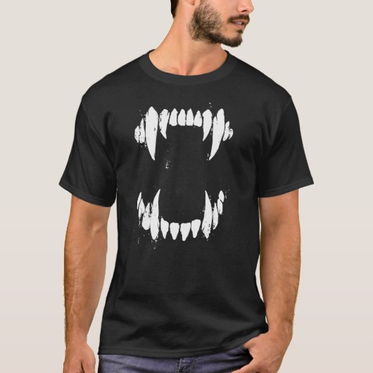 Halloween Horror Wolf Dog Vampire Monster Teeth Co T-shirt (Voorkant)