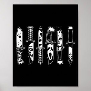 Halloween-horrorfilms met personages in Scary Kniv Poster