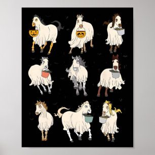 Halloween Horse Ghost Boo Pumpkin kostuum voor man Poster