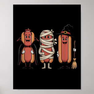 Halloween Hotdog Vampire Witch Mummy Poster