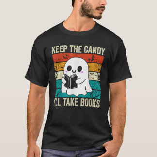 Halloween Houd het Snoep Ik neem boeken Ghost Boo T-shirt