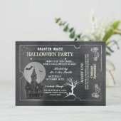 Halloween House Party Nodig Horror Chalk Ticket ui Kaart (Staand voorkant)