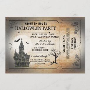 Halloween House Party nodigt Horror Spooky Ticket  Kaart