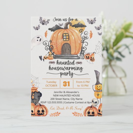 Halloween Housewarming Party Kaart (Staand voorkant)